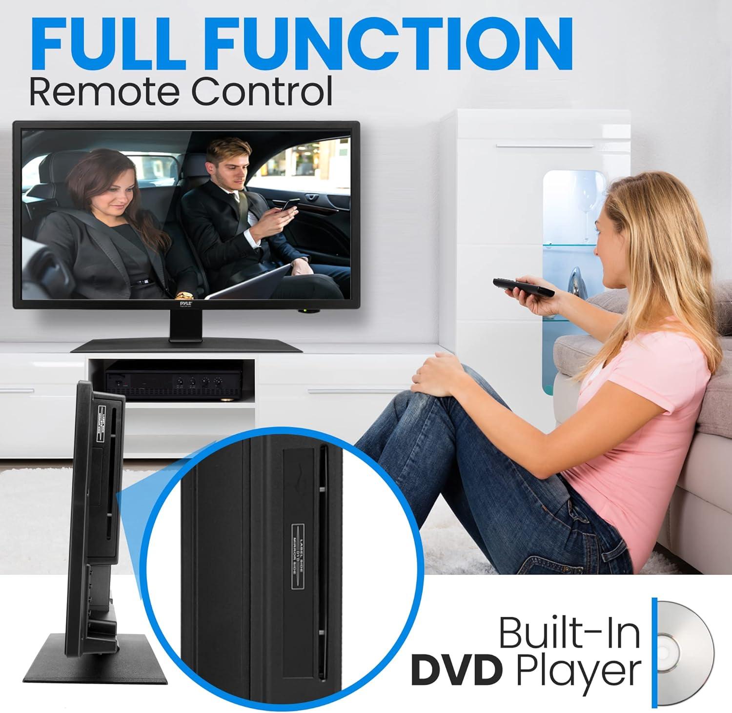 Pyle 18.5’’ ELED RV Digital TV - HD Flat Screen with Built-in DVD Player, Digital Antenna, and 12V/24V Car Adapter - PLTLD19