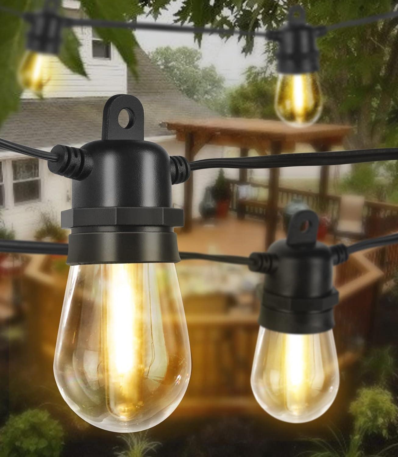 Outdoor LED String Lights 48FT - Shatterproof & Waterproof, Bright Patio Light