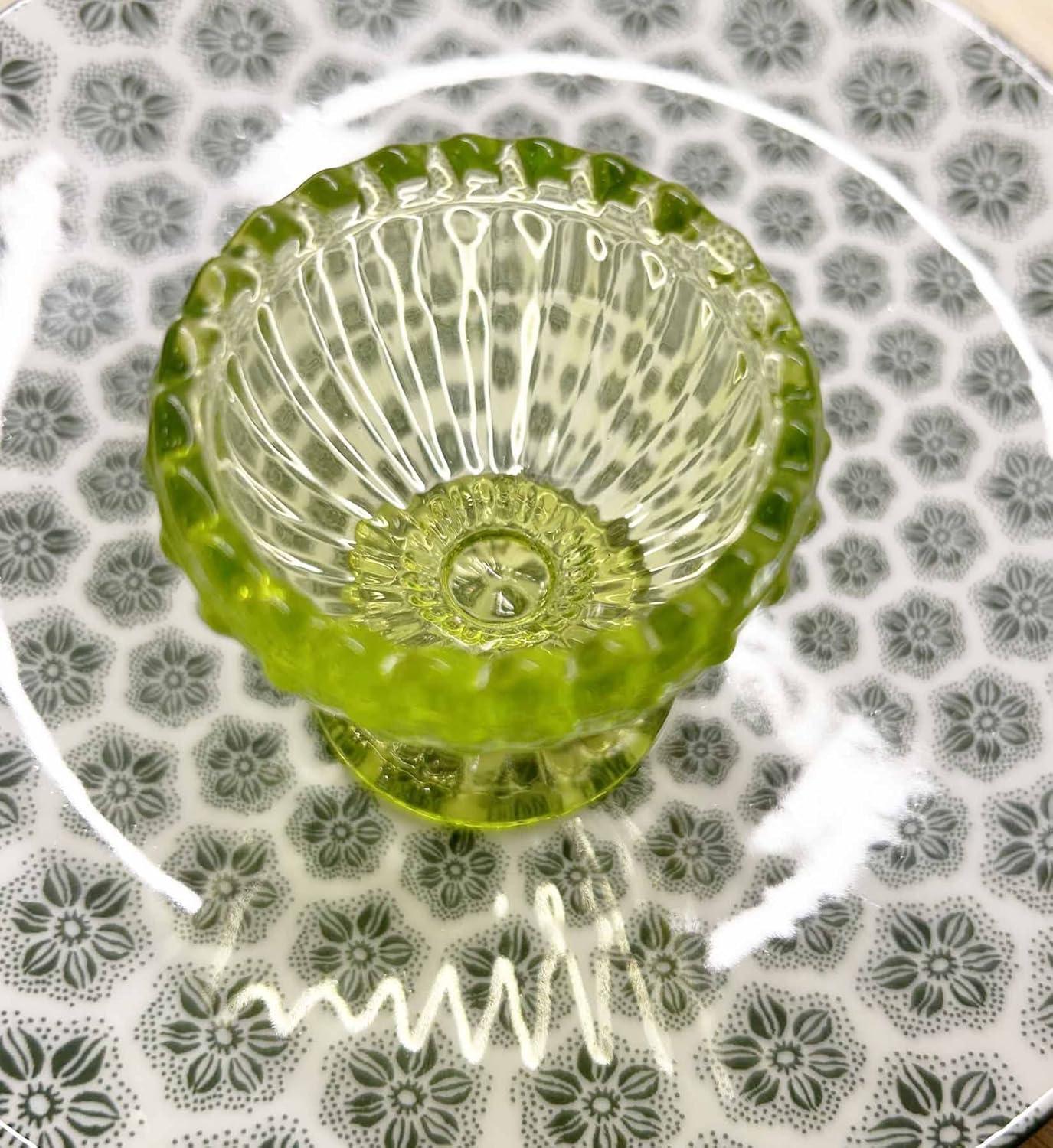 Green Glass Easter Egg Cup for Soft or Hard Boiled Egg Holder - Set of 2 Egg Holders for Breakfast Brunch, Kitchenware, Easter Decoration