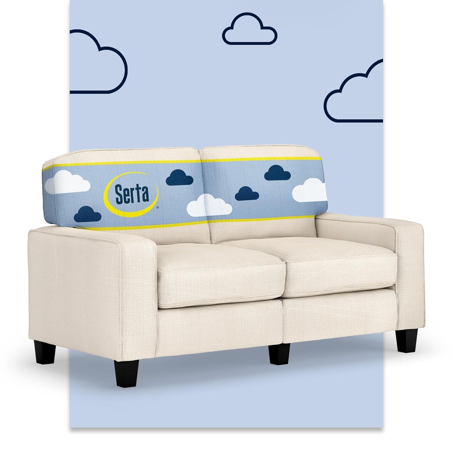 Serta Palisades 61" Track Arm Sofa, Easy Care Fabric, Soft Pillow Back, Pocket Coil Seat Cushions