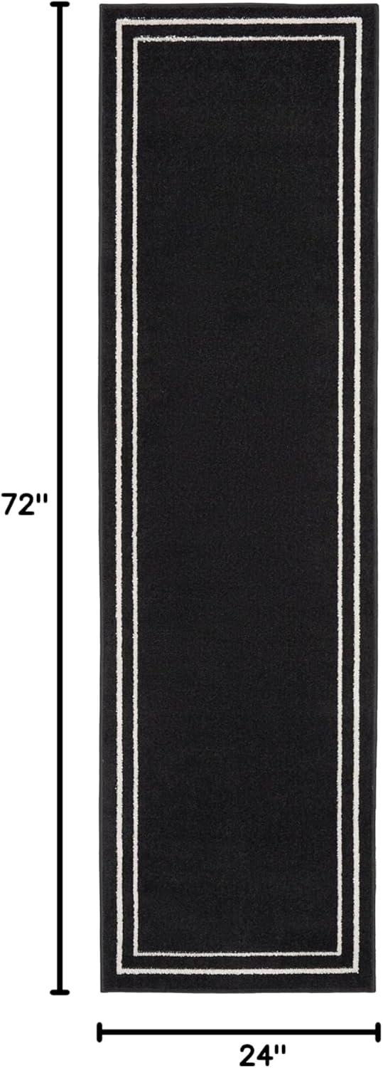 Nourison Essentials Indoor/Outdoor Black Ivory 2' x 6' Area Rug, (2x6)