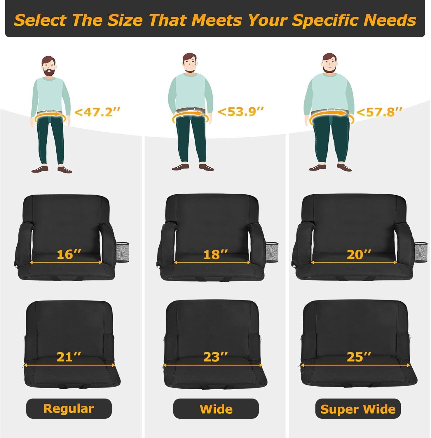 PNKKODW 21" 2pcs Dual-Sided Heated Stadium Seats for Bleachers with Back Support, 3 Levels Heating Stadium Seating for Bleachers Seat with Backrest, 5 Pockets Portable Stadium Chair for Outdoor