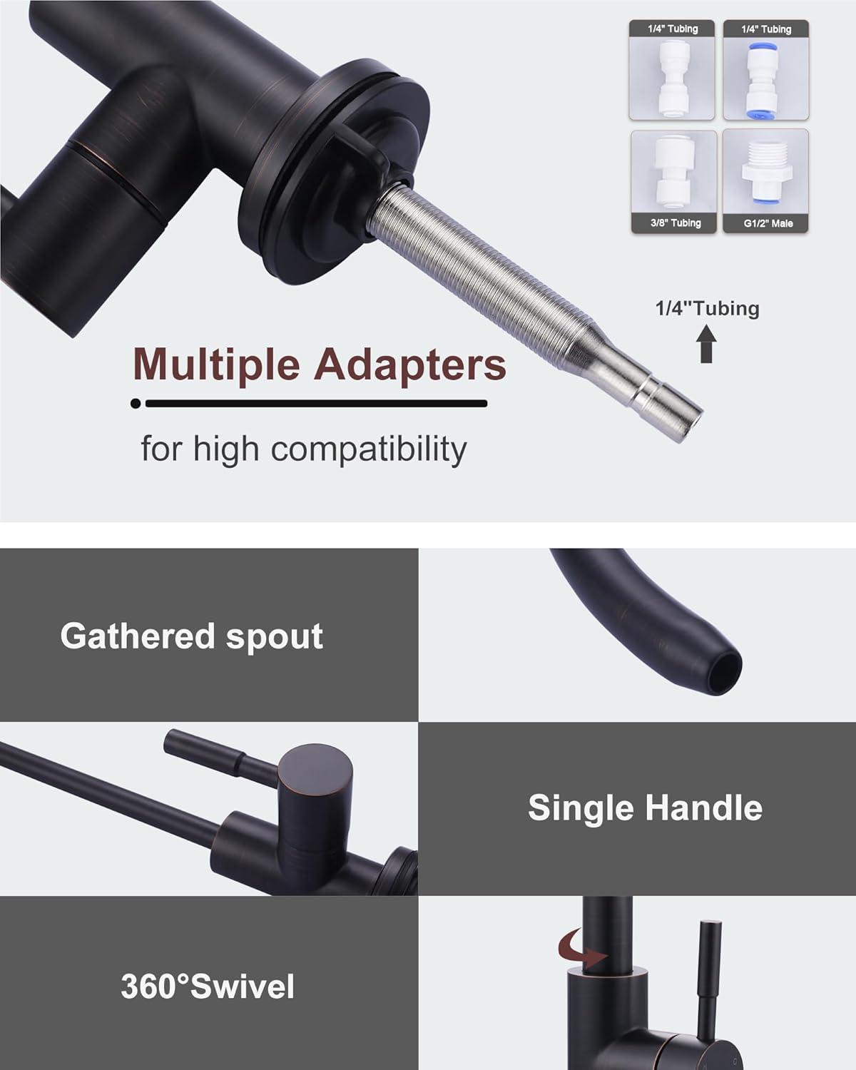 Oil-Rubbed Bronze Stainless Steel Kitchen Faucet with Pull-Out Spray