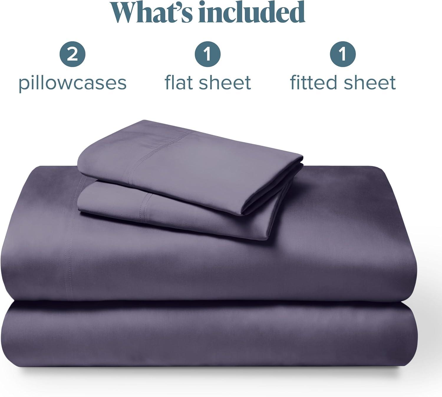 Queen Dusty Purple Rayon from Bamboo Solid Deep Pocket Sheet Set by Bare Home