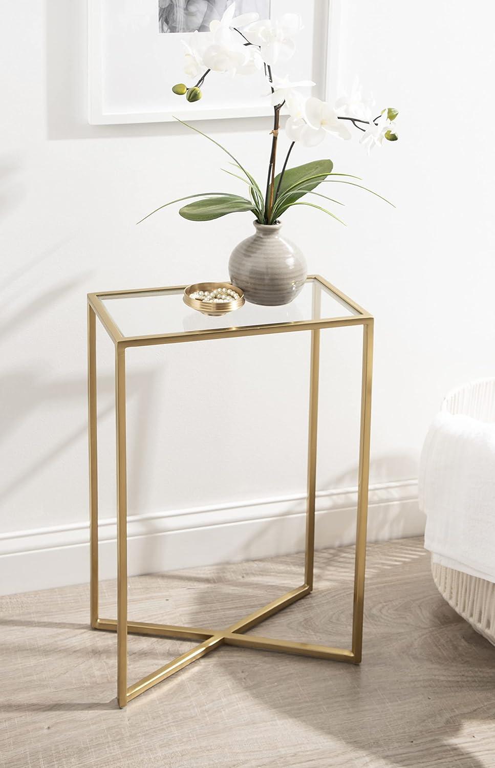 Kate and Laurel Jaspur Rectangle Metal Side Table, 16x8x24, Gold