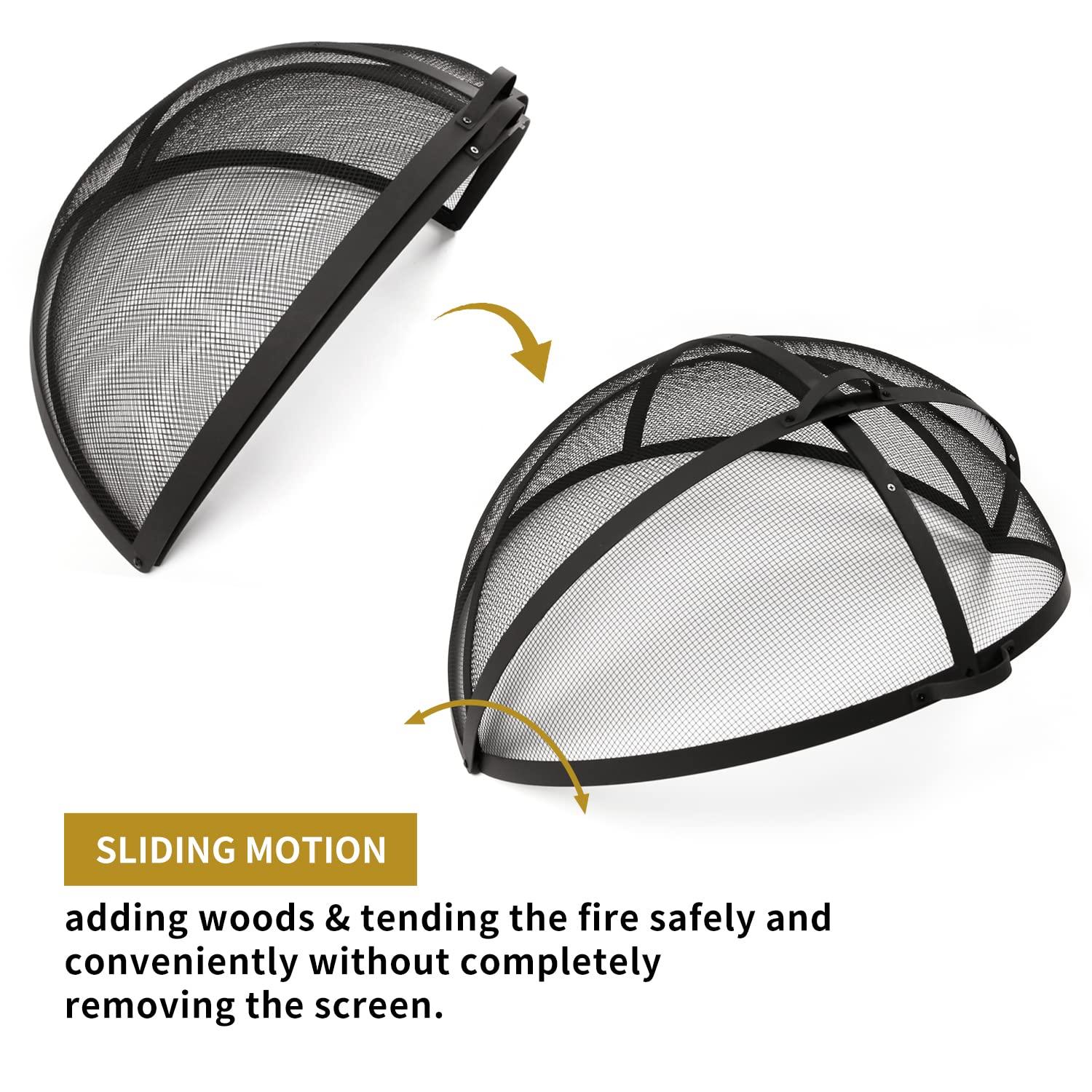 SUNCREAT Heavy-Duty Fire Pit Screen, Steel Mesh Round Spark Screen with Handle, 36 inch