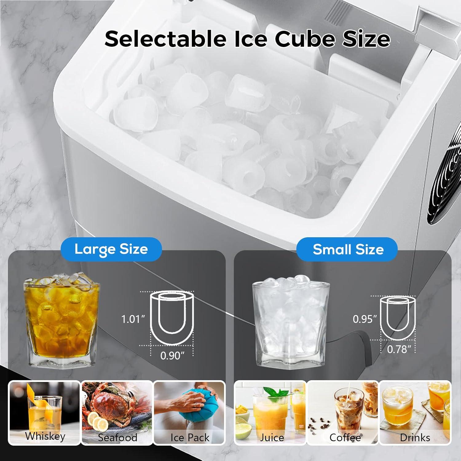 Compact Grey Portable Countertop Ice Maker with Scoop