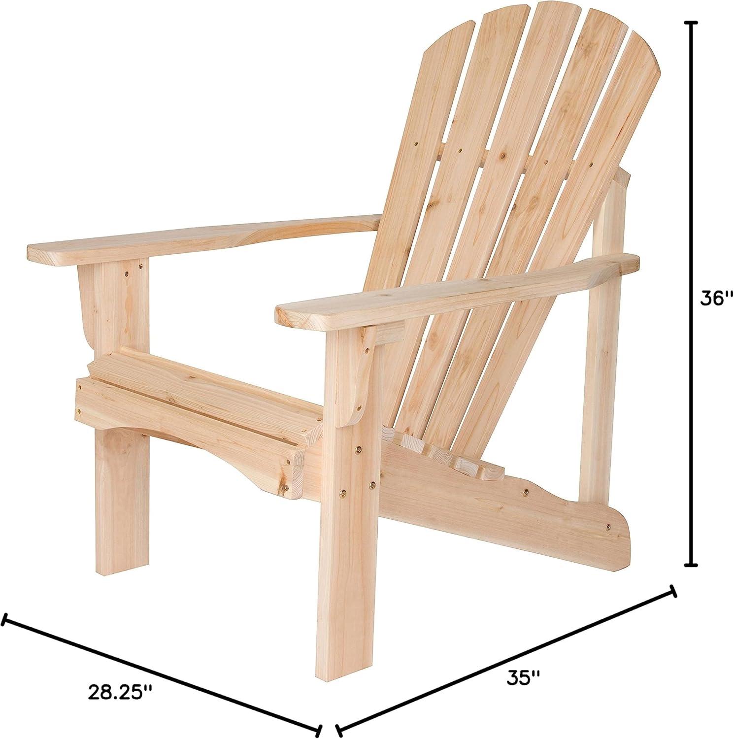 Natural Cedar Wood Adirondack Outdoor Chair with Wide Arms