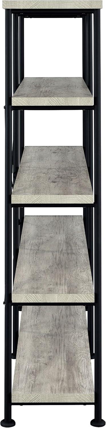 63" Analiese Double Bookcase with 4 Open Shelves in Gray Driftwood - Coaster