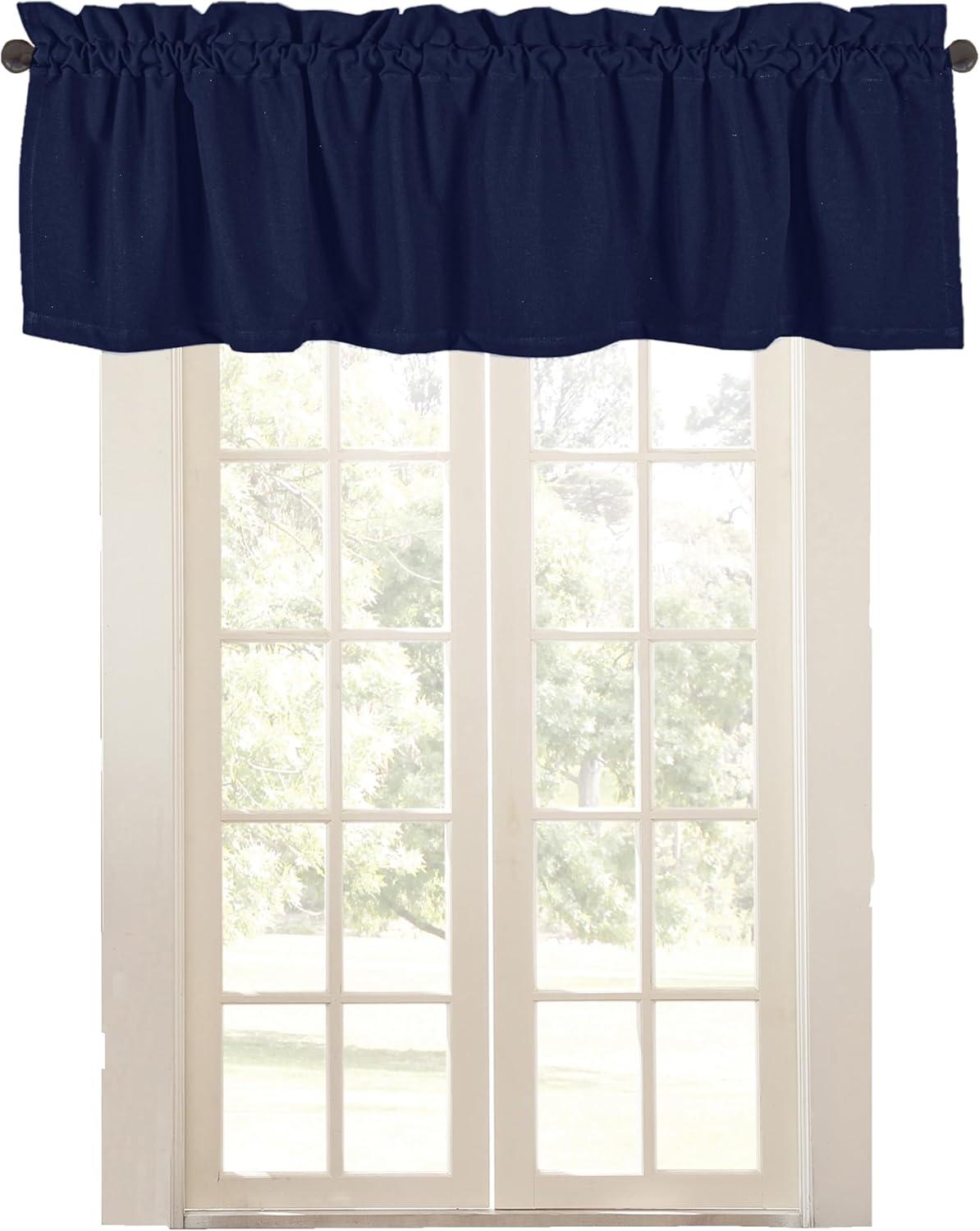 Native Fab Set of 2 Valance Curtains for Windows 54"x18" for Living Room Bedroom Kitchen Windows Bathroom, Farmhouse Vintage Curtain Valances Rod Pocket - Navy Blue