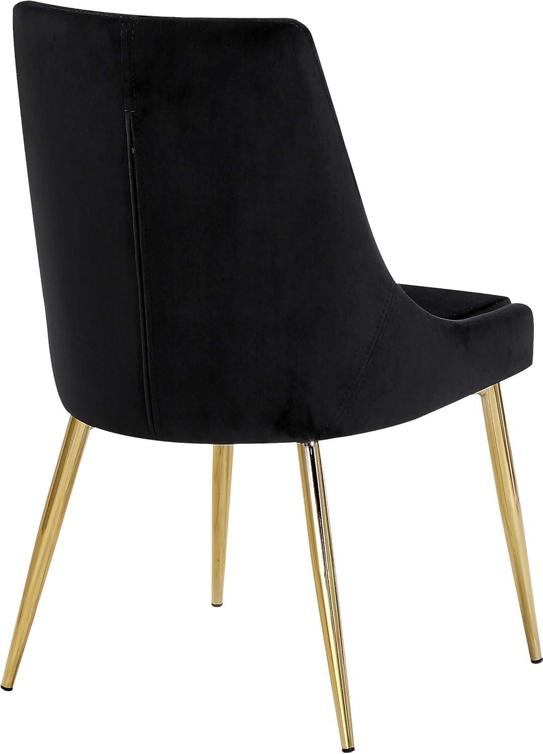 Karina Black Velvet Dining Chair, Set of 2-Color:Black Velvet,Finish:Gold,Style:Contemporary