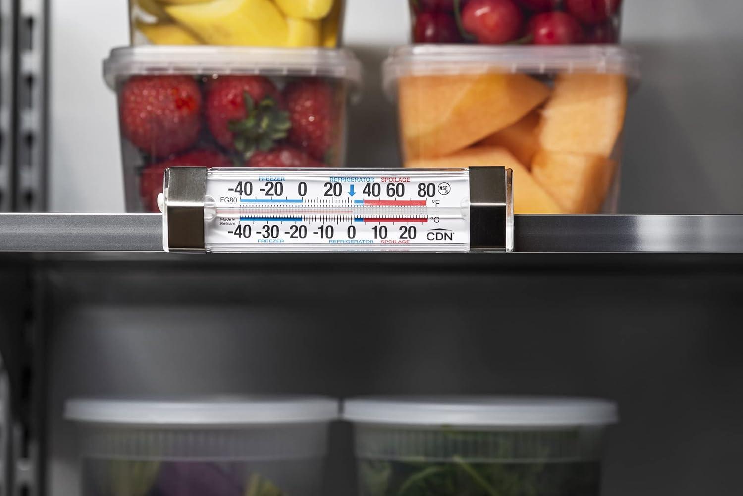 Professional NSF Certified Refrigerator/Freezer Thermometer with Stainless Steel Clips