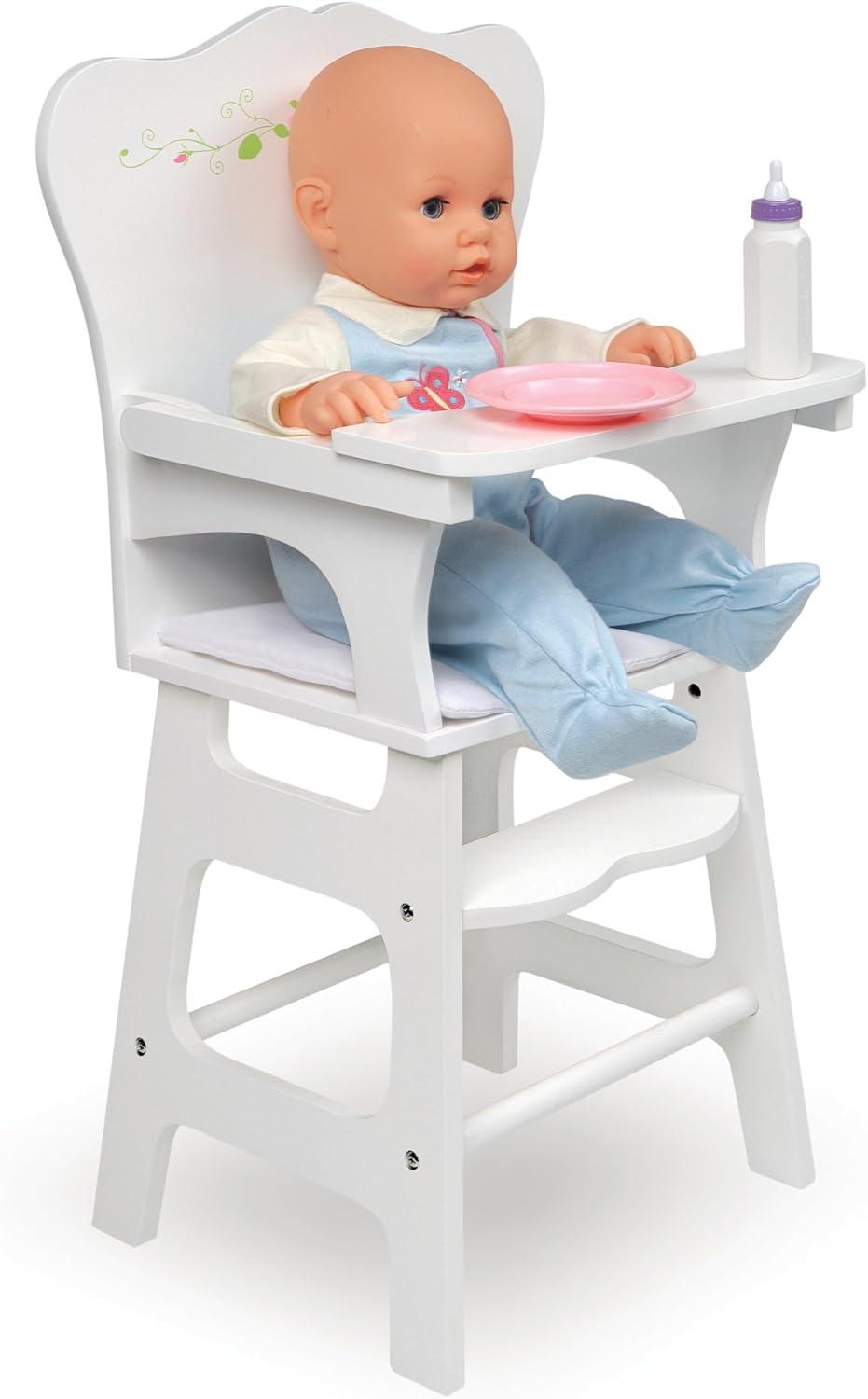 Badger Basket Doll High Chair with Padded Seat - White Rose