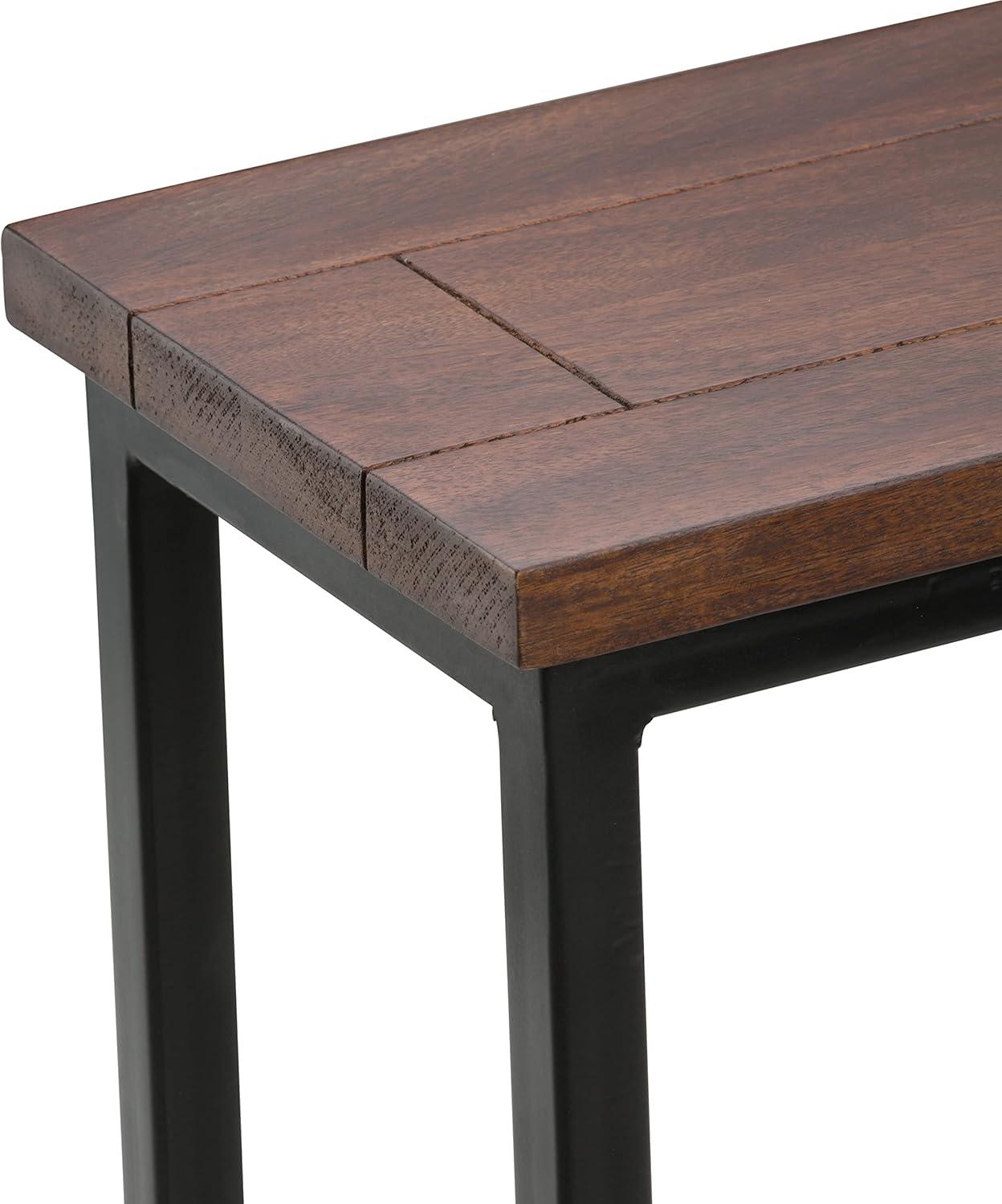 Simpli Home Skyler End Table in Dark Cognac Brown