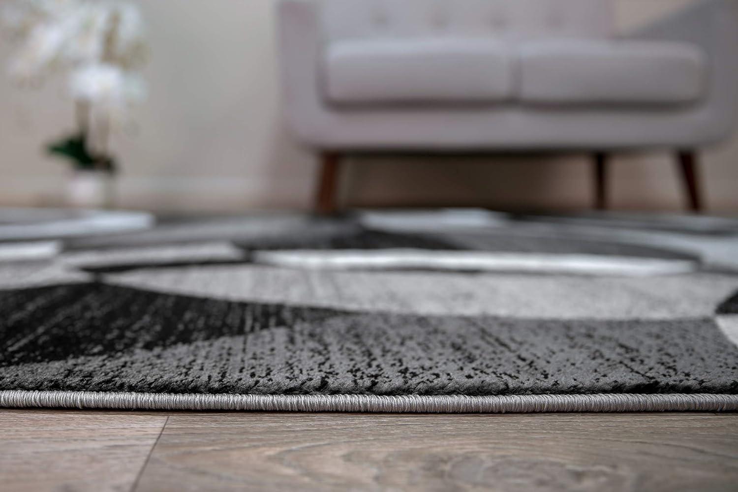 World Rug Gallery Geometric Circles Gray 2' x 7' Runner Rug