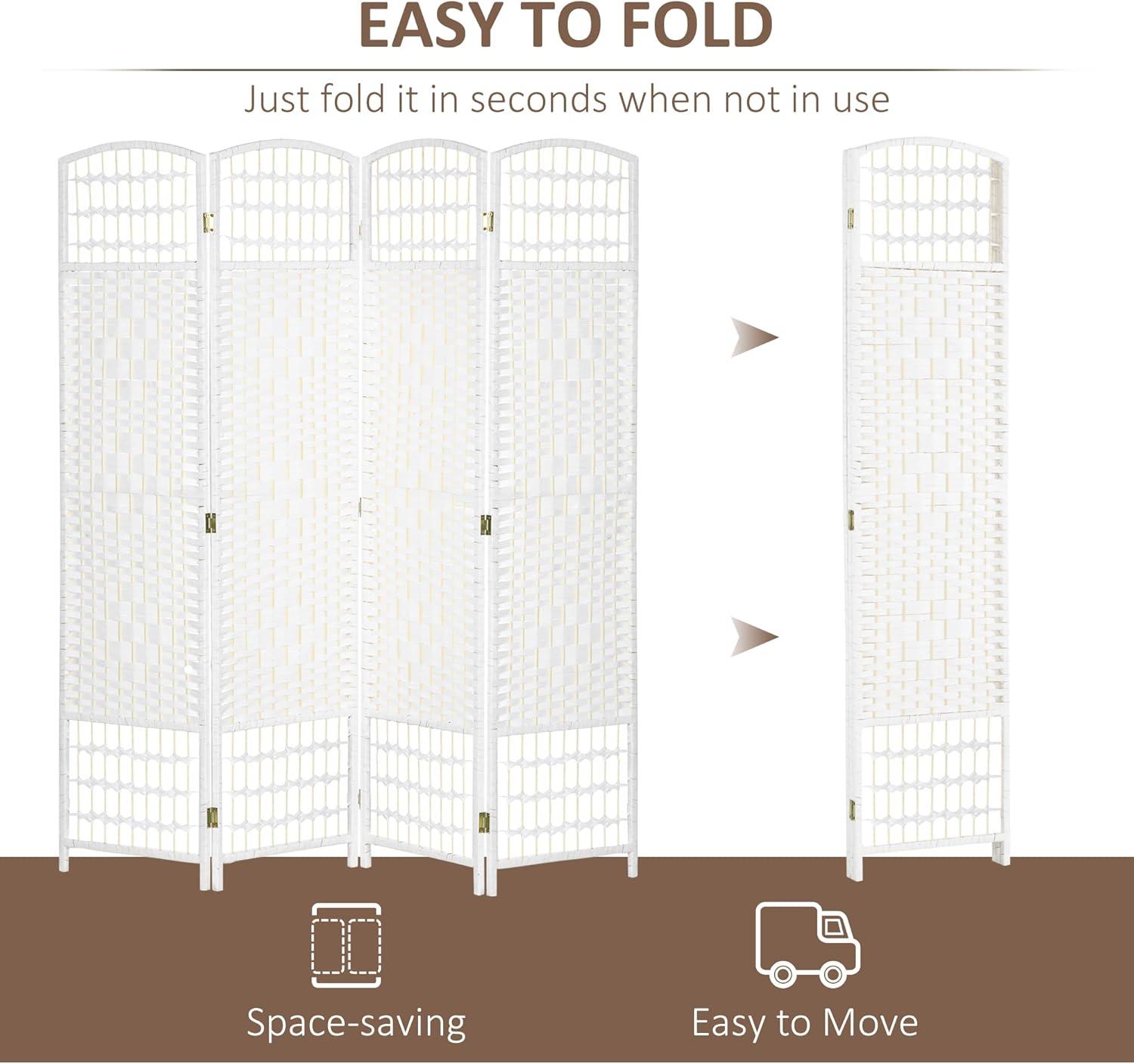 White Wave Fiber Freestanding Partition Wall Divider, 3 Panel Room Separator, Folding Privacy Screen, 5.6'