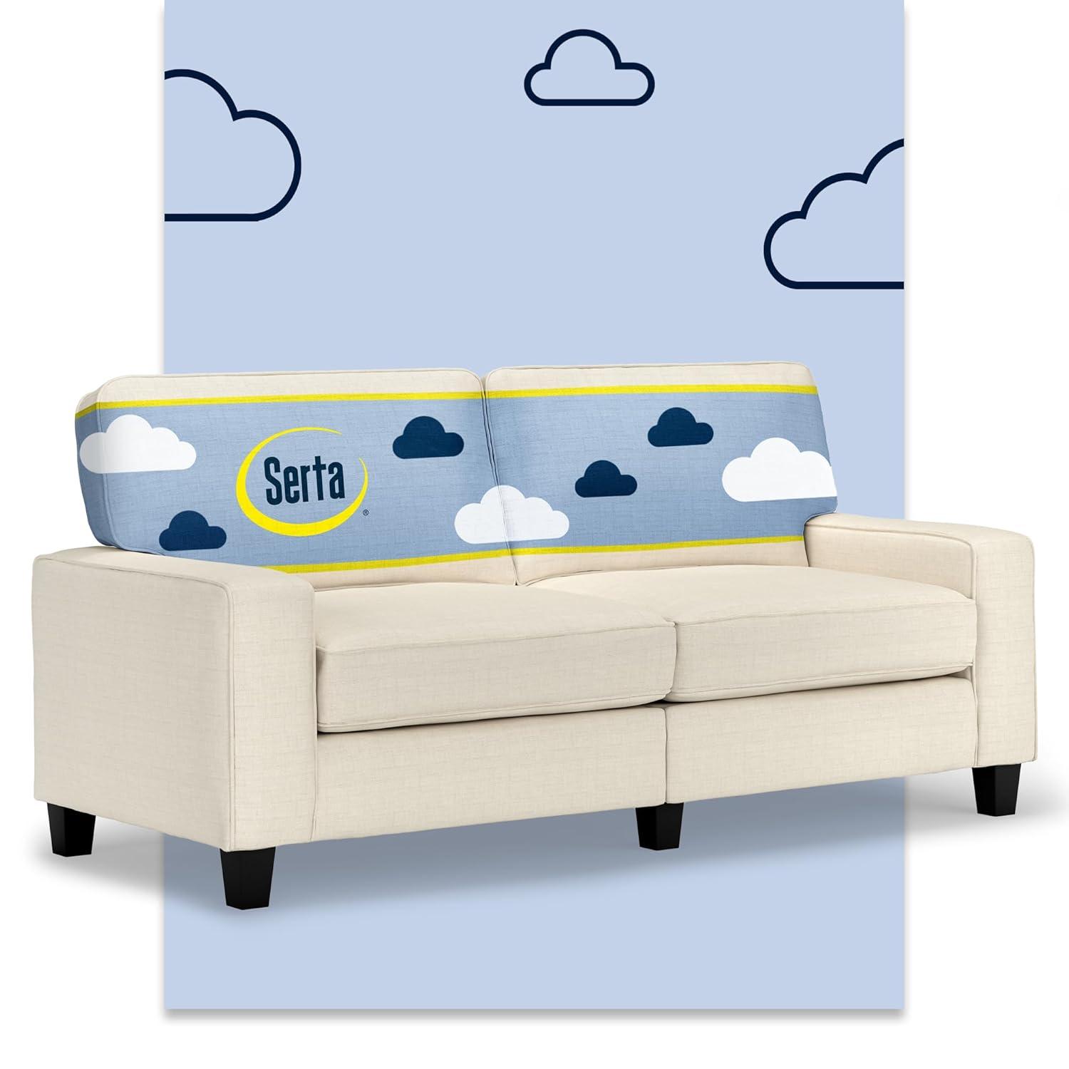 Serta Palisades 73" Track Arm Sofa, Easy Care Fabric, Soft Pillow Back, Pocket Coil Seat Cushions
