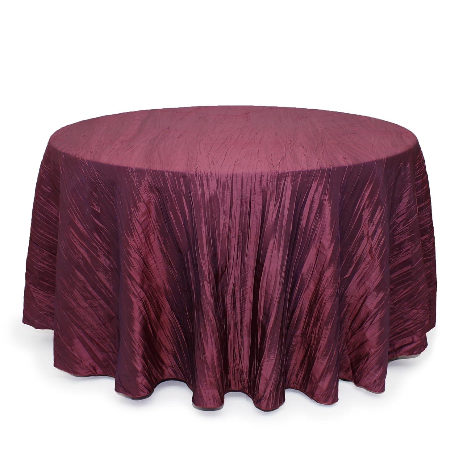 120" Round Eggplant Crinkle Taffeta Tablecloth for Events