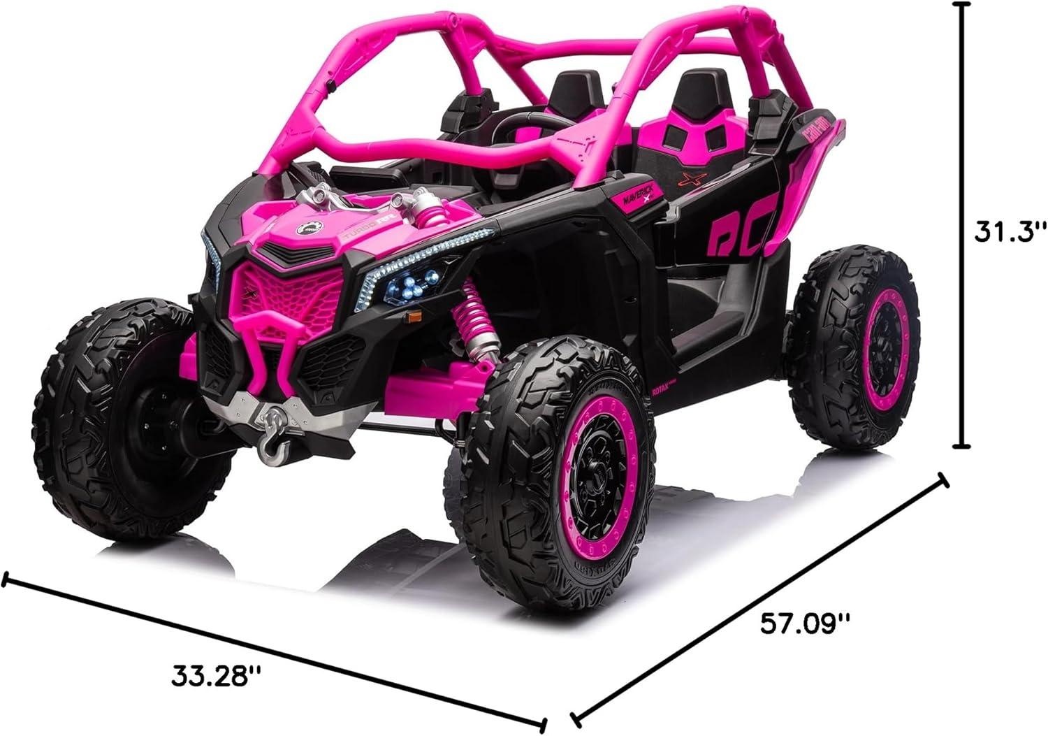 Towallmark 2 Seater Ride on UTV Car, Officially Licensed Can-Am Electric Off-Road Car, 4WD Kids Truck w/Remote Control, 2 * 24V 7AH Batteries, 4 * 200W Motor, Spring Suspension, Toys for Kids