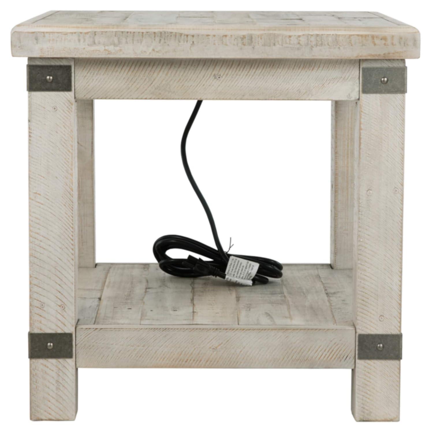 Carynhurst Rectangular End Table White - Signature Design by Ashley: Farmhouse Style, Distressed Finish, Storage Shelf