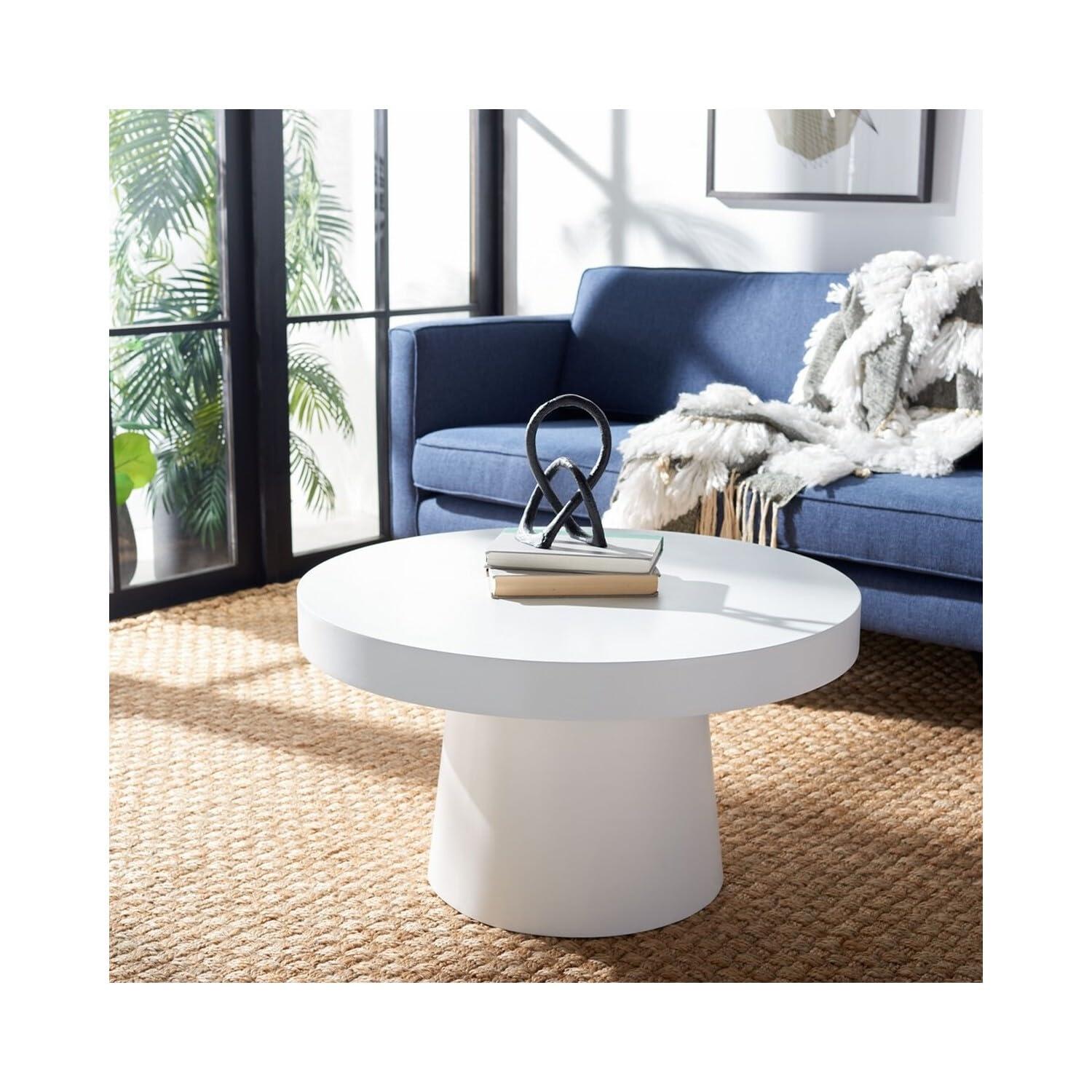 Jaria Faux Concrete Coffee Table - White - Safavieh