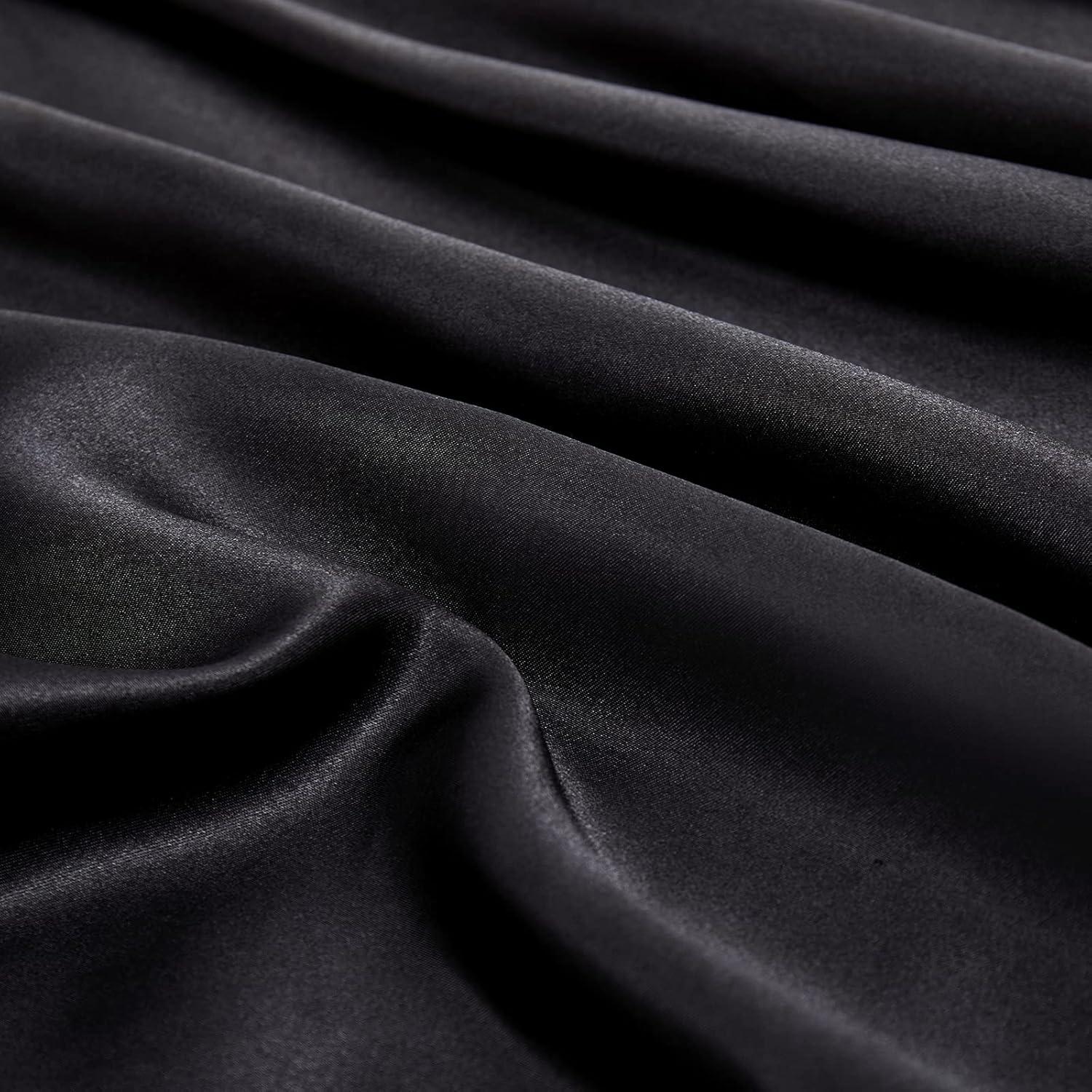 Unique Bargains Set of 4 Silky Satin Pillowcases Pillow Cover Black King