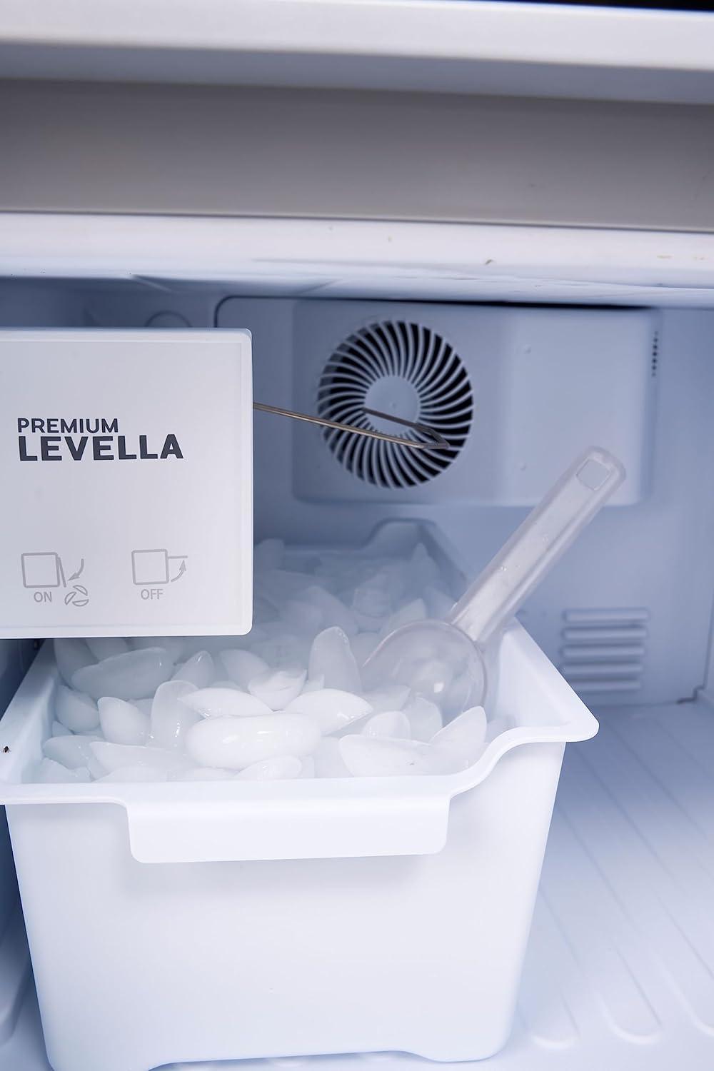 Premium Levella PRFIM1256DX Single Glass Door Merchandiser Refrigerator-Freezer with Automatic Ice Maker Display Beverage Cooler-12.5 cu ft-Silver