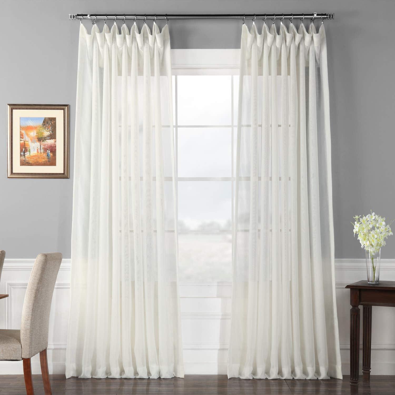 Off-White Double Layered Sheer Puddle Length Drapes