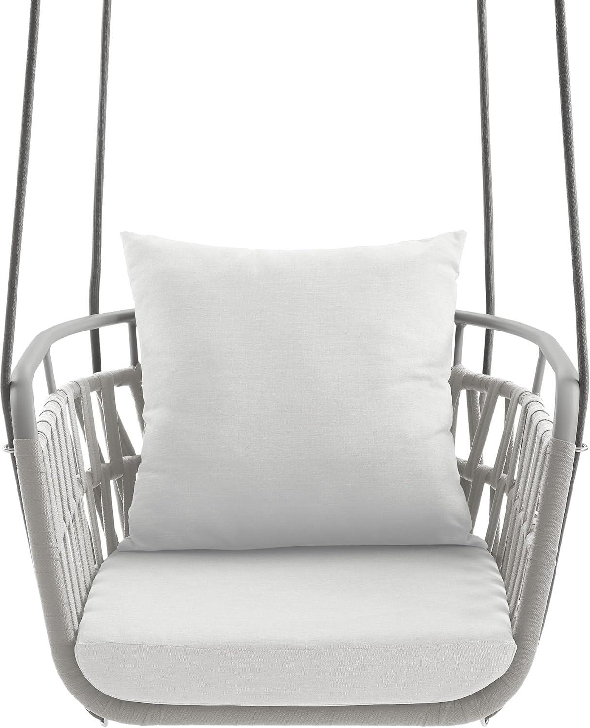 Modway Kaliah Outdoor Patio Aluminum Swing Chair in Light Gray White