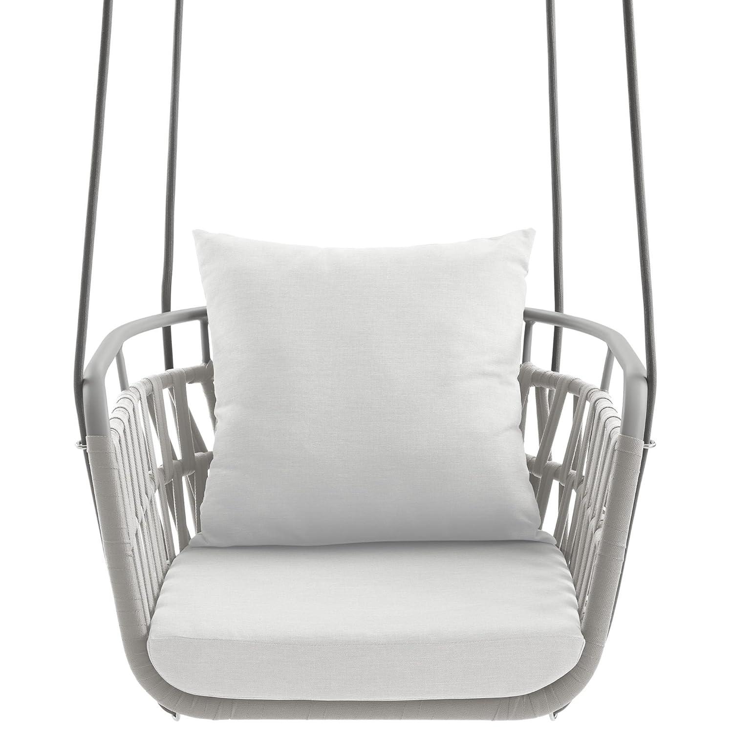 Modway Kaliah Outdoor Patio Aluminum Swing Chair in Light Gray White