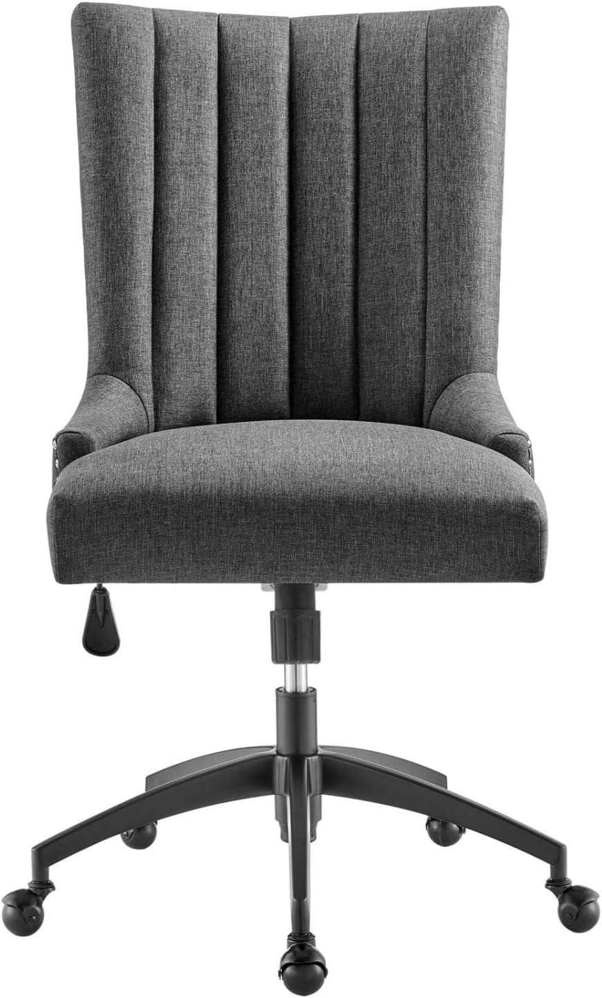 Empower Channel Tufted Fabric Office Chair Black/Gray - Modway: Modern Desk Chair with Casters, Adjustable Height