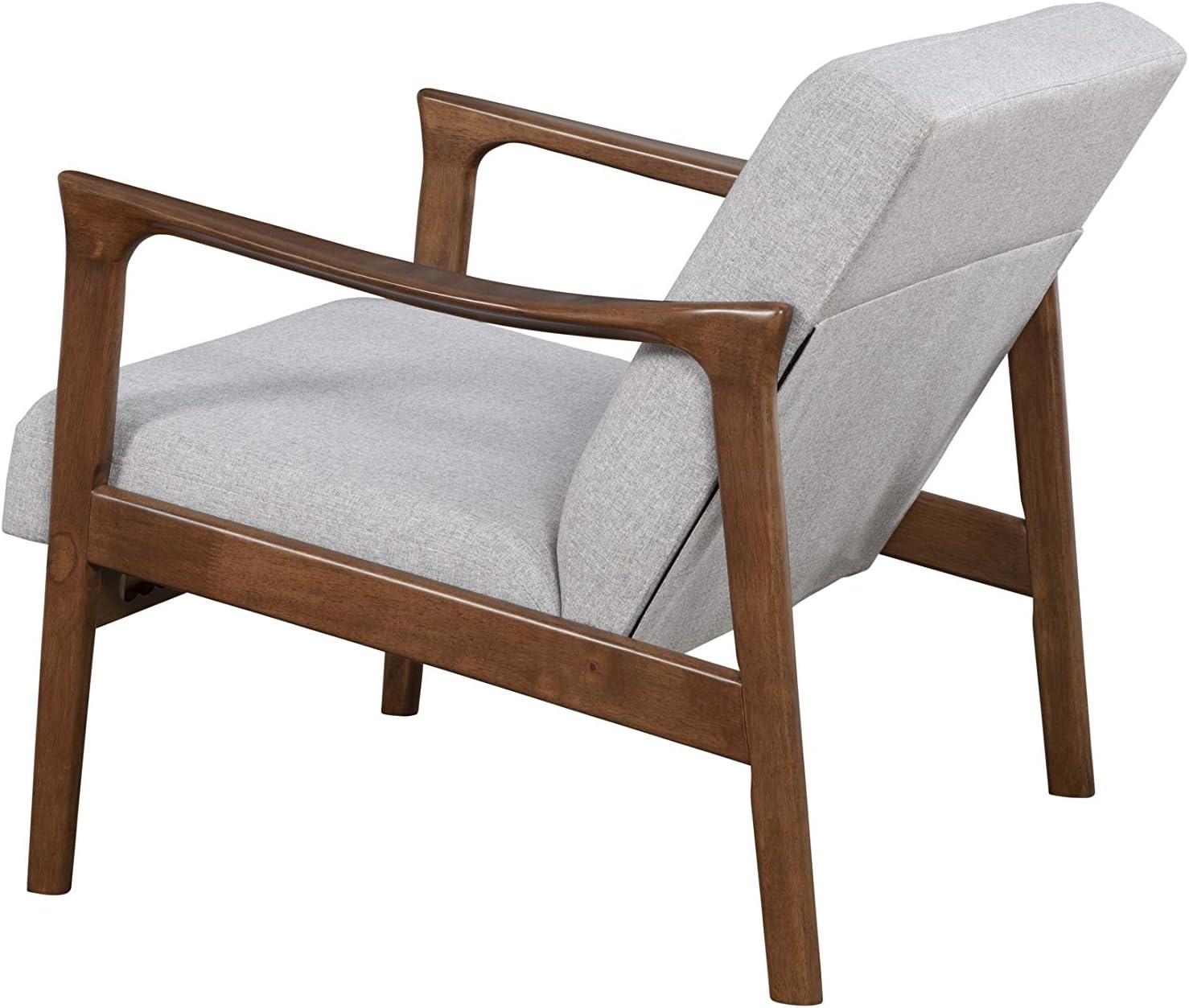 Mid-Century Modern Zephyr Lounge Chair in Light Grey Microfiber