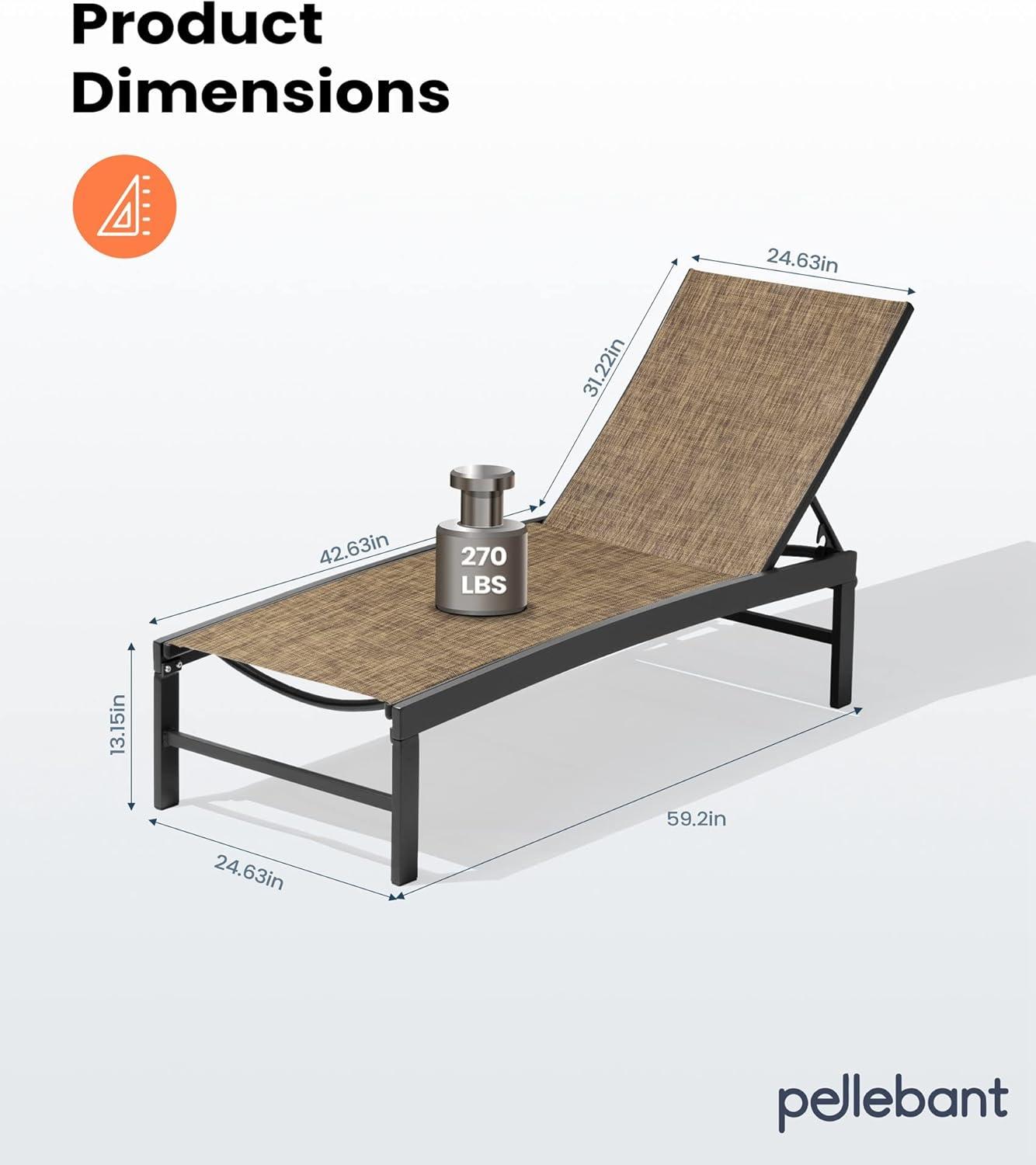 Pellebant  Outdoor Aluminum Patio Chaise Lounge Chair Adjustable - N/A Gray&Brown