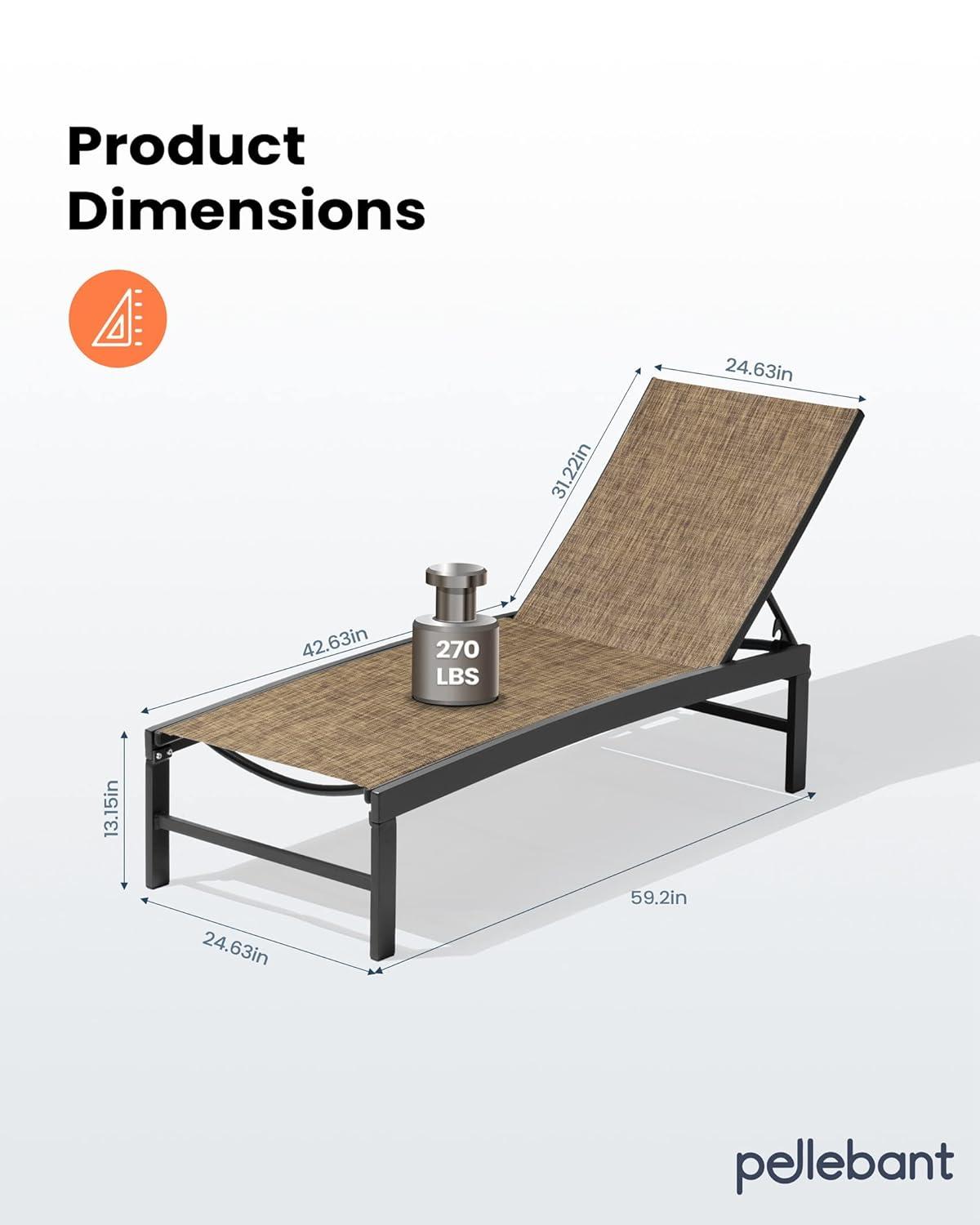 Pellebant  Outdoor Aluminum Patio Chaise Lounge Chair Adjustable - N/A Gray&Brown