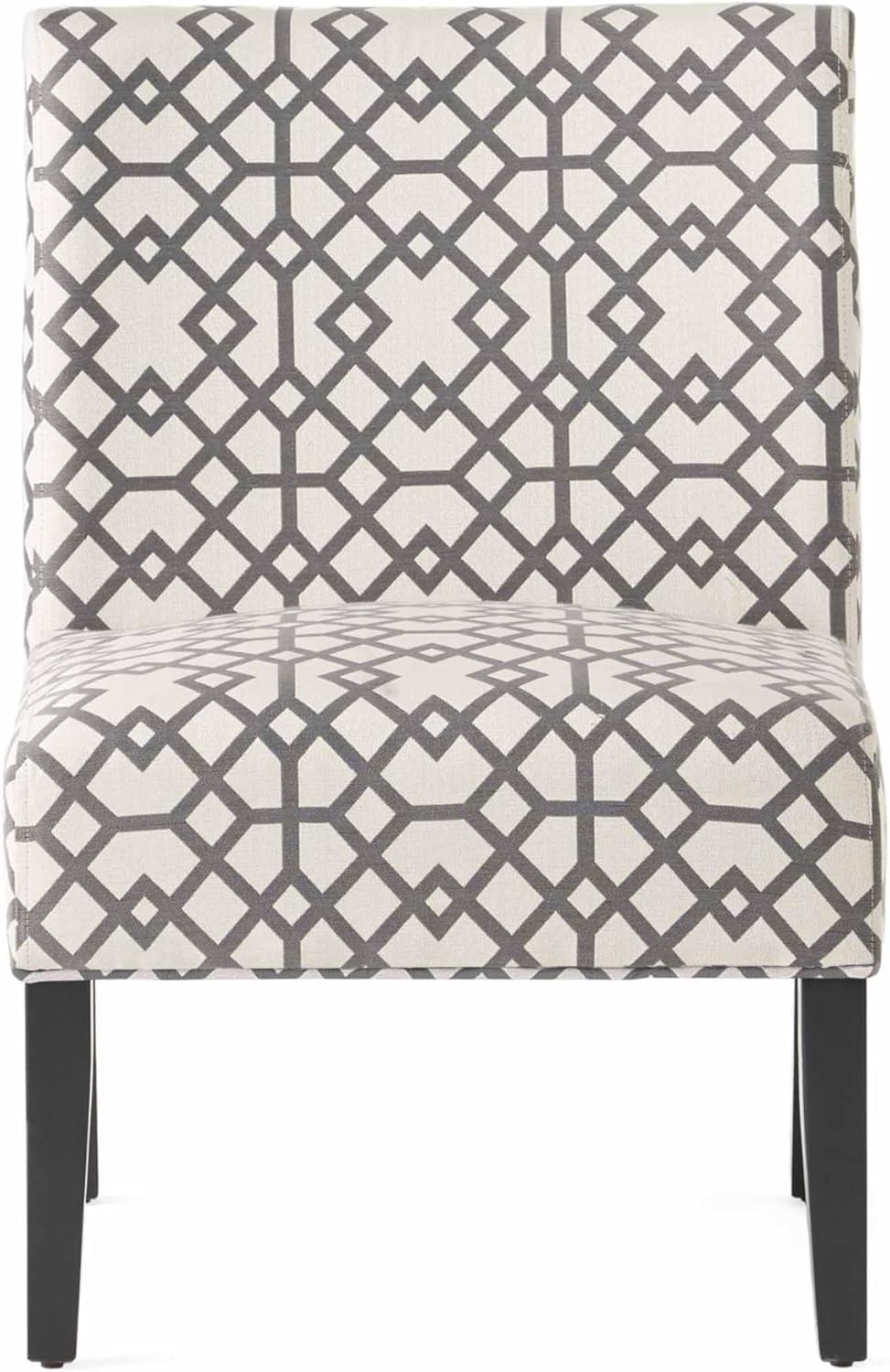 Kassi Accent Chair Gray Geometric Patterned - Christopher Knight Home: Polyester Upholstery, Rubberwood Frame