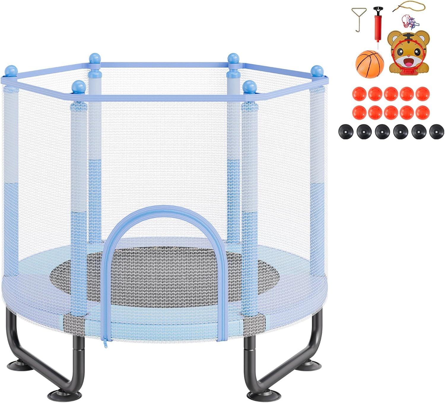 VEVOR 60" Trampoline for Kids Mini Toddler Trampoline with Net Indoor Outdoor