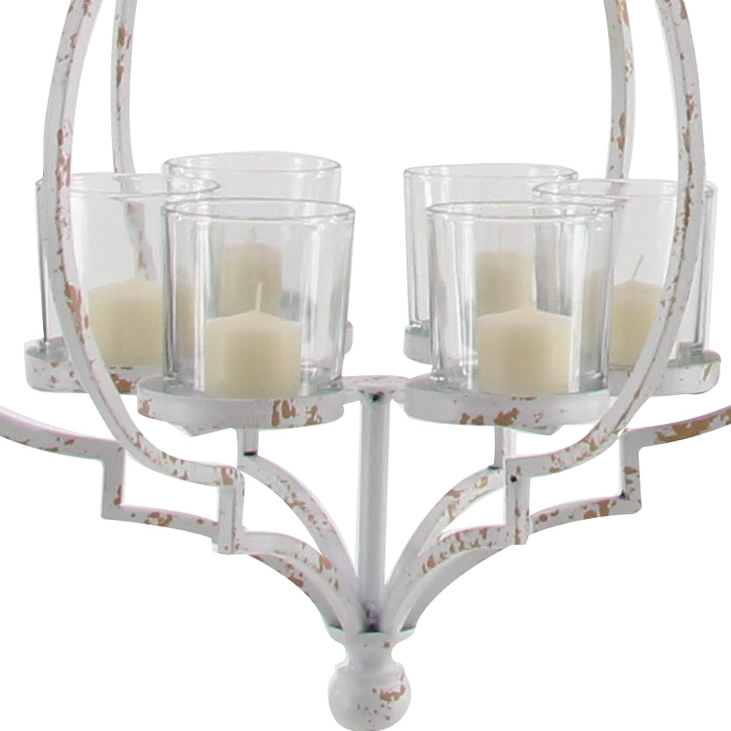 DecMode 6 Holder White Metal Candelabra