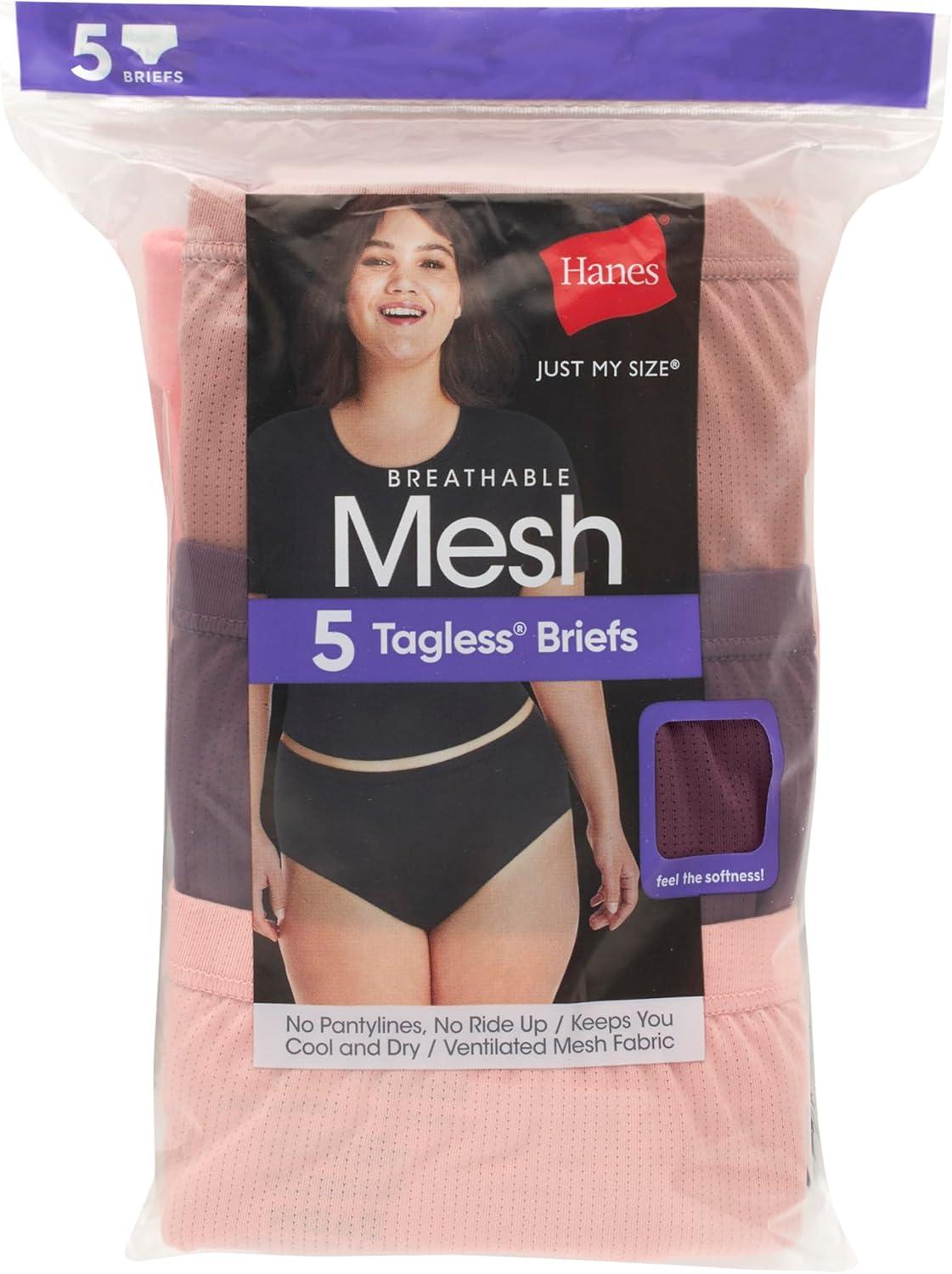 Hanes Just My Size Women's Breathable Mesh Brief Underwear, 5-Pack