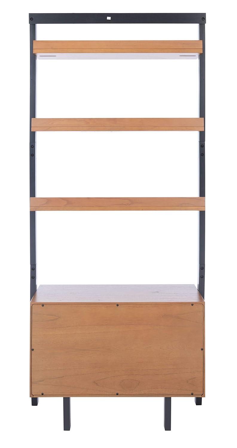 Vlad 3 Shelf 1 Door Etagere - ETG9405 - Natural/Charcoal - Safavieh