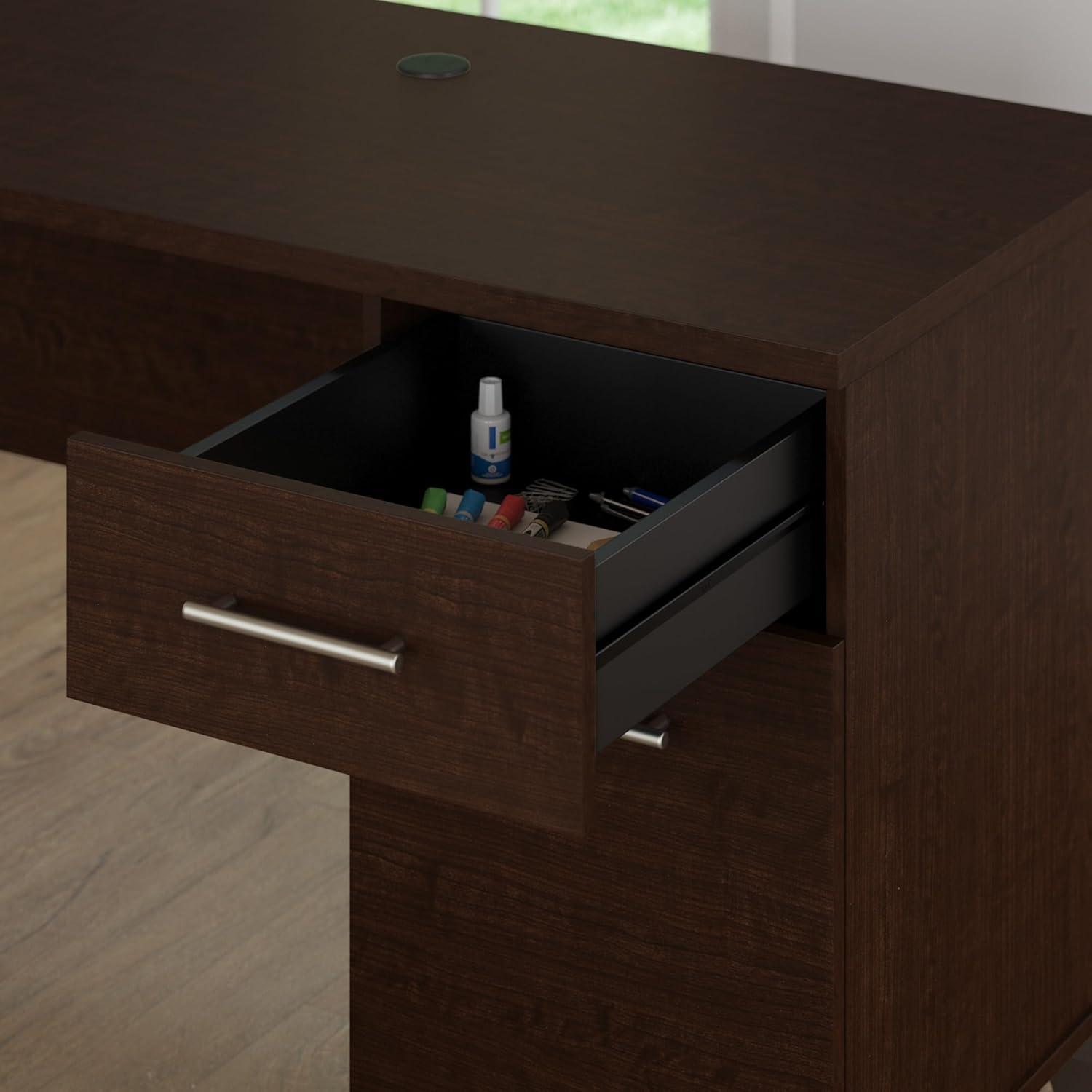 UrbanPro Transitional 72W Office Desk with Drawers in Mocha Cherry