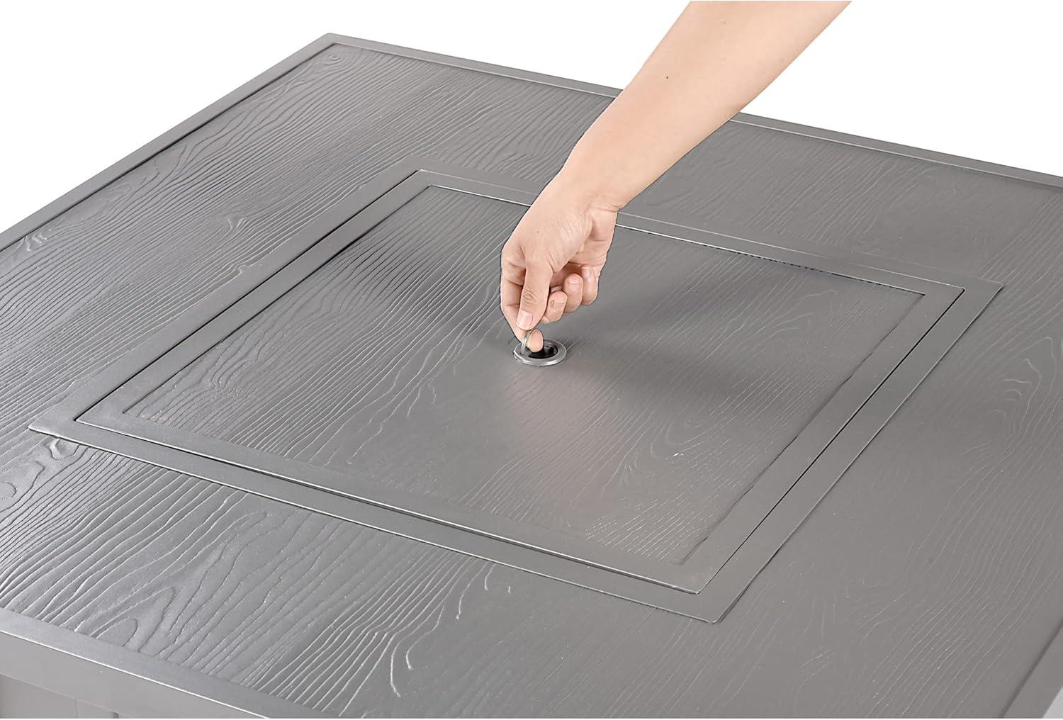 42" Square Aluminum 55000 BTUs Propane  Modern Fire Table with 2 Covers - Gray - Oakland Living