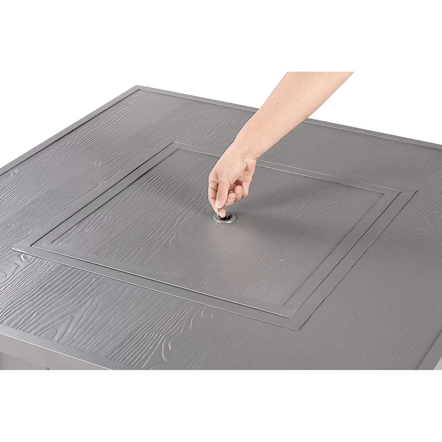 42" Square Aluminum 55000 BTUs Propane Modern Fire Table with 2 Covers - Gray - Oakland Living