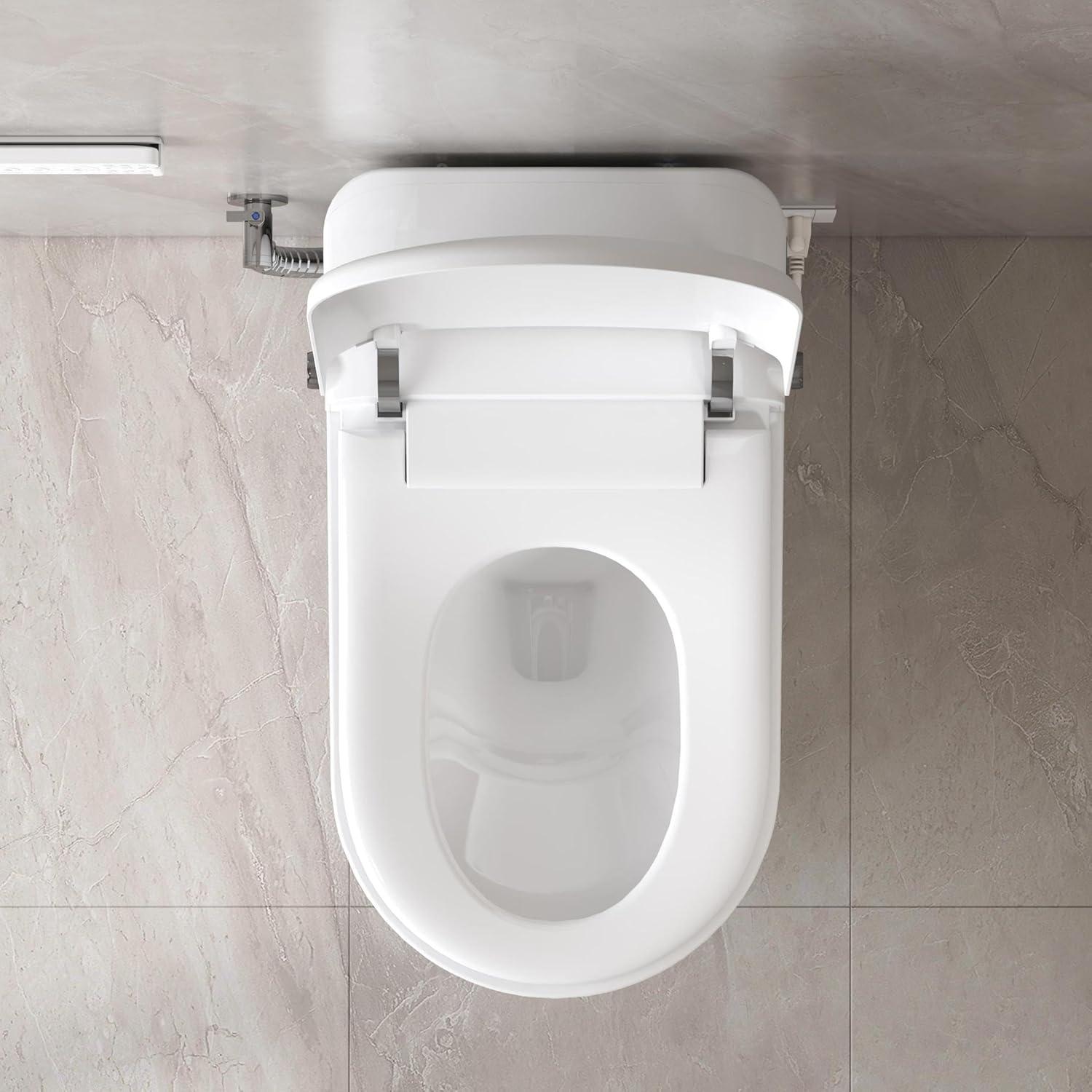 Smart Bidet Toilet with Heated Seat/Auto-flush/Air Dryer/LED-light, One Piece Bidet-Toilet with Remote Control/Auto Open&Close Lid