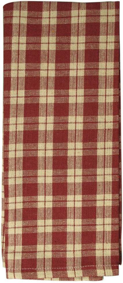 Burgundy Kitchen Towels Set Striped Buffalo Checked Plaid Dish Towels 100% Cotton