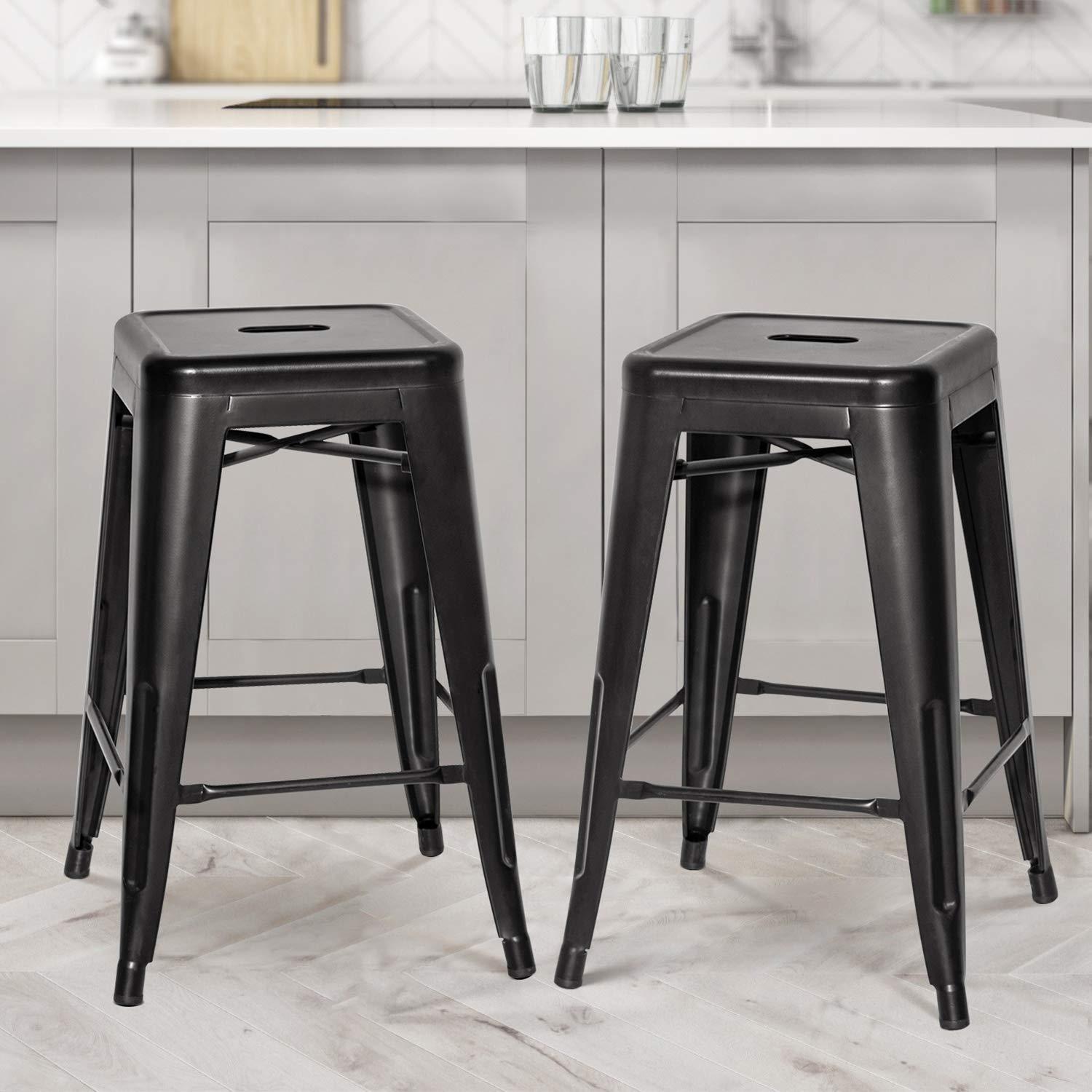 Williston Forge Kohki 24" Counter Stool Metal Bar Stools Counter Height Barstools Backless Indoor/Outdoor Bar Stools Kitchen Counter Stools Chairs(Set of 4)