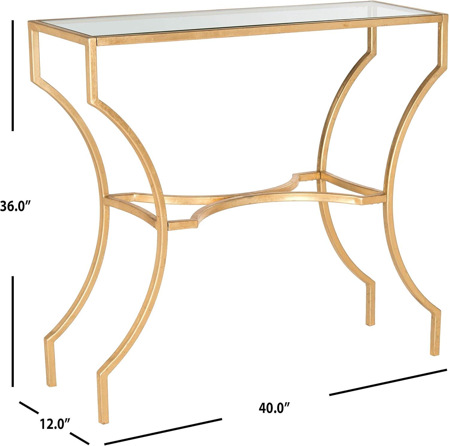 Alphonse Gold Leaf Iron and Glass Console Table