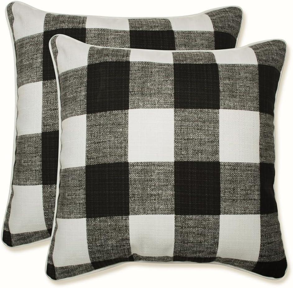 16.5" 2pk Anderson Throw Pillows Black - Pillow Perfect: Weather-Resistant, Non-Woven Fabric, Nautical Style