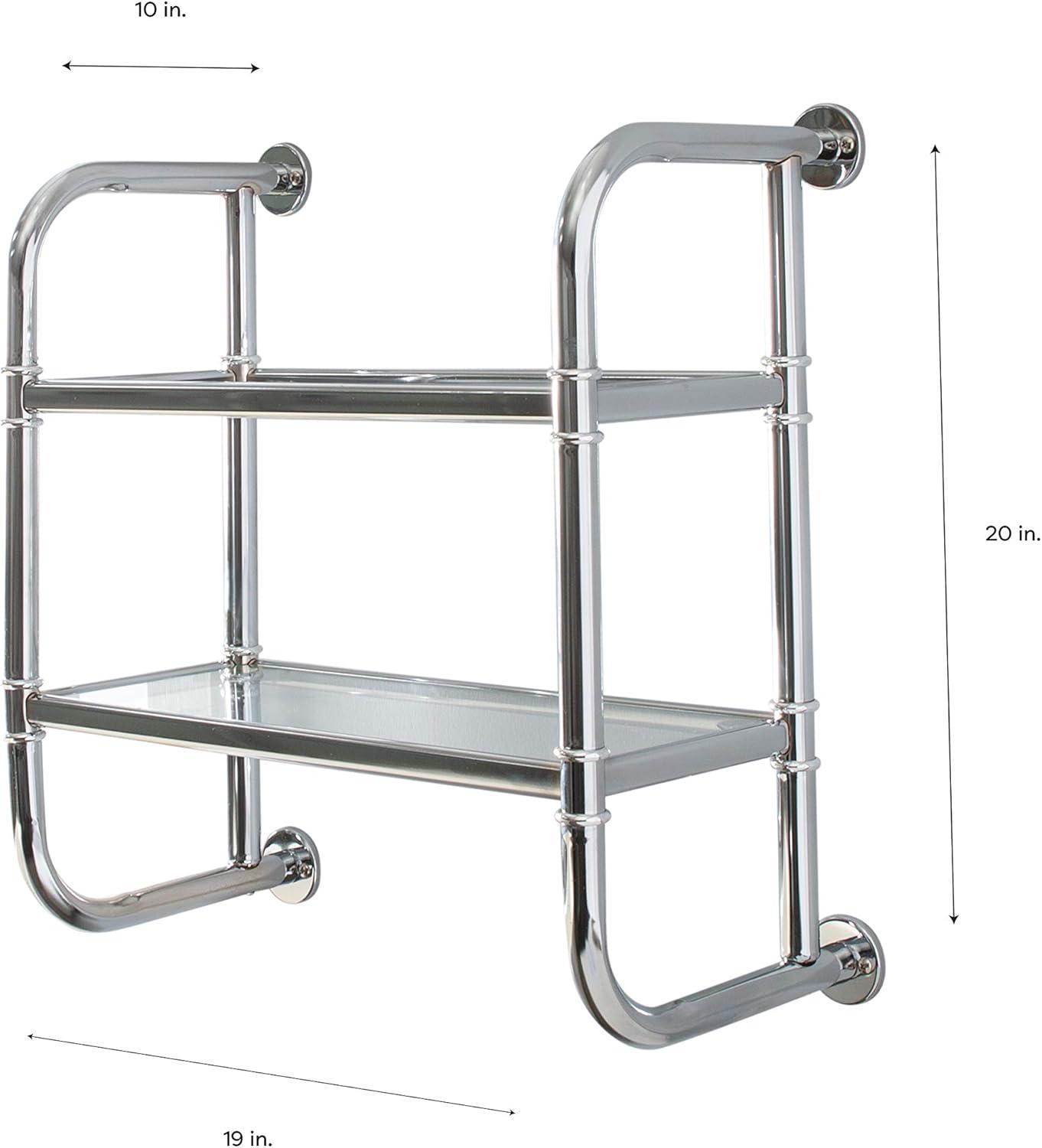 Organize It All Two Tier Bath Shelf Chrome : Microfiber, Machine Washable, Non-Slip Backing