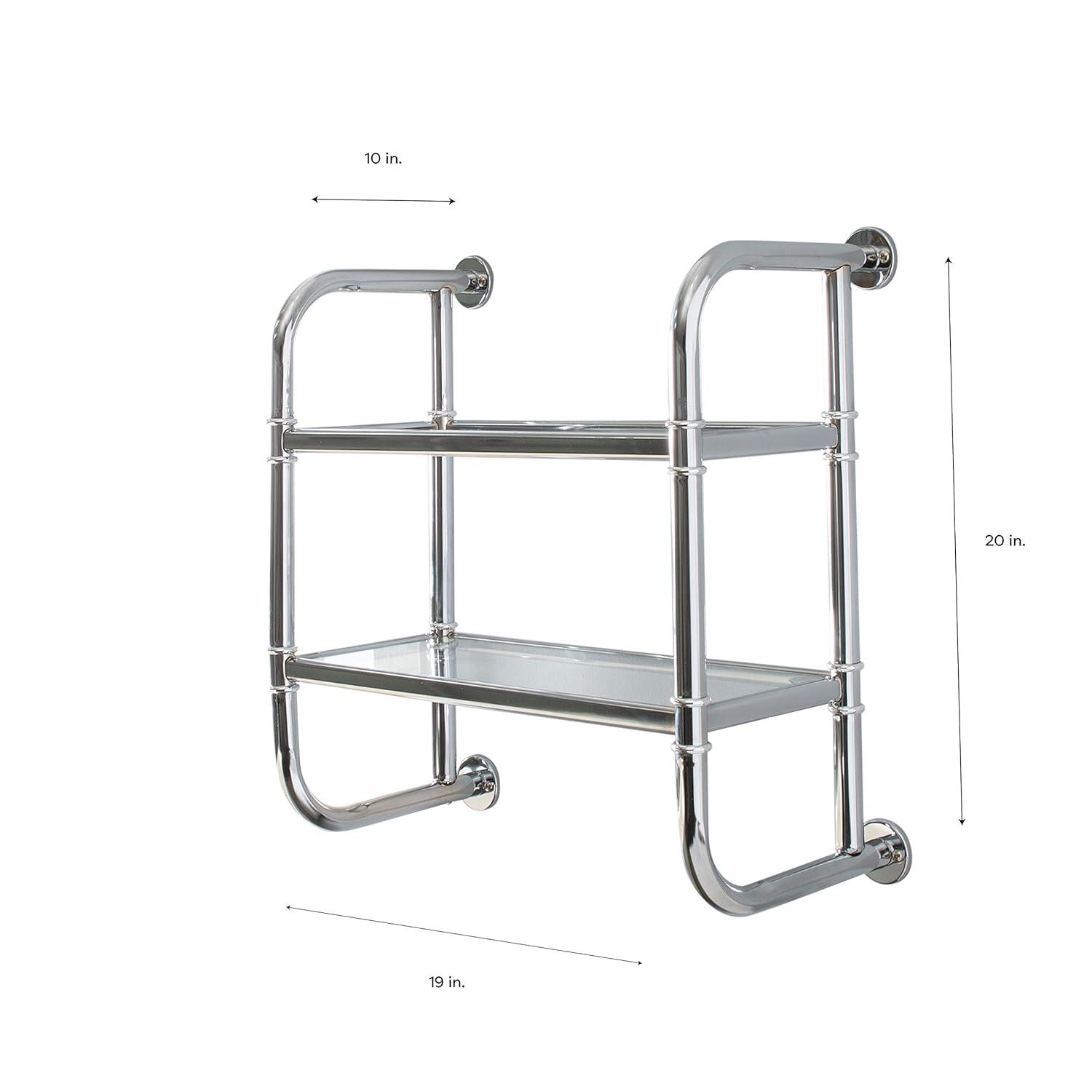 Organize It All Two Tier Bath Shelf Chrome : Microfiber, Machine Washable, Non-Slip Backing