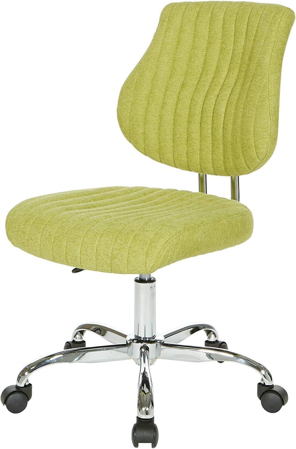 Sunnydale Office Chair in Basil Green Fabric with Chrome Base